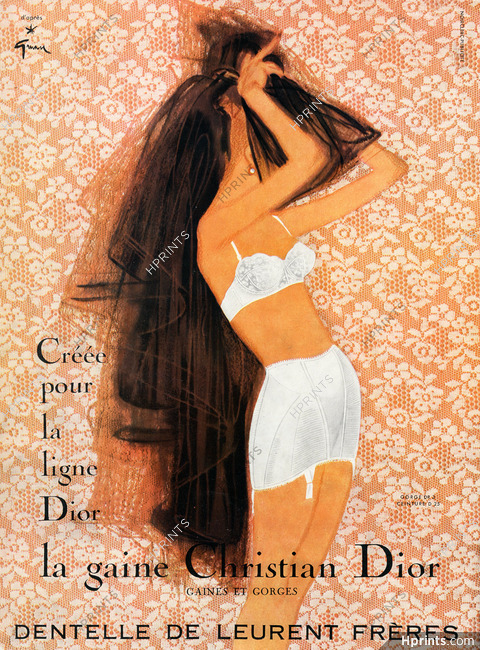 Christian Dior Lingerie 1958 Girdle Bra René Gruau Version