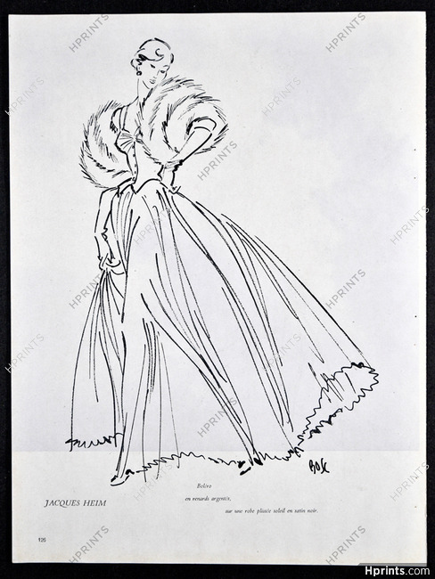 Jacques Heim 1949 Fur Fox Boléro Evening Gown Fernando Bosc