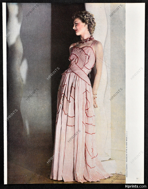 Marcelle Dormoy 1946 Evening Gown René Véron Clipping