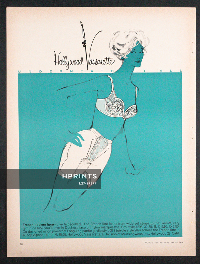 1959 women's girdle bra slip lingerie Hollywood vassarette