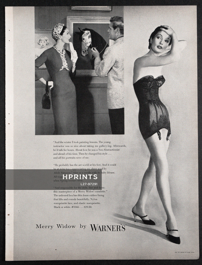1960 Warner's Merry Widow Corset PRINT AD What's Black White and Red All  Over