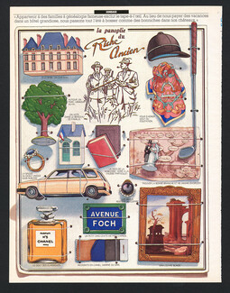 La Panoplie du Riche Ancien 1987 Chanel Numéro 5, Hermès, Golf... Illustration Gilles Bachelet