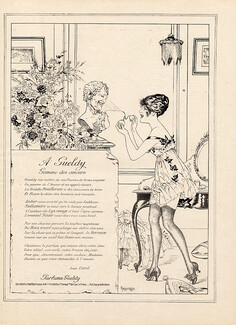 Gueldy (Perfumes) 1919 Herouard, Atomizer, Sexy Girl, Text Jean Carol