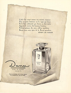 Dana (Perfumes) 1944 Canoe, Texte Henry de Gaslor