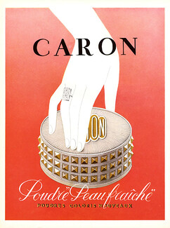 Caron (Cosmetics) 1951 Poudre Peau Fraîche, Art Déco