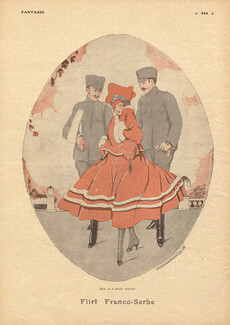Marcel Poncin 1917 ''Flirt Franco-Serbe'' Elegant Parisienne