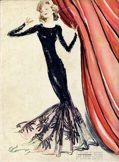 Velours Antifroiss 1937 Domergue, Evening Gown