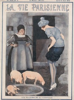 Léonnec 1919 ''Les plaisirs de la campagne'' Countryside Pigs