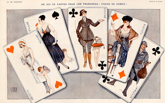 Léonnec 1916 ''...Poker de Dames!'' playing cards