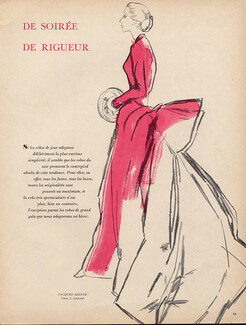 Jacques Griffe 1951 Pierre Simon Fashion Illustration Evening Gown