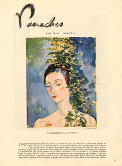 Van Dongen (4 Pages) 1947 Portraits De Cabrol, De Carvalho... Princesse Troubetzkoi, Hats of Talbot, Orcel, Fath, 4 pages