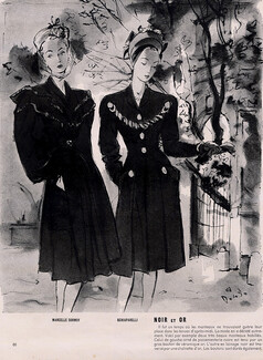 André Delfau 1945 Marcelle Dormoy & Schiaparelli, Black Coats