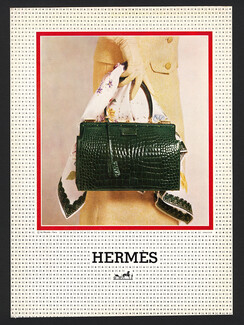 Hermès (Handbags) 1963 Green Crocodile, Scarf