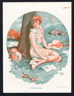 Et moi je suis seule, 1930 - Georges Léonnec Animals Mating, Young Woman Single
