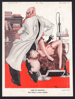 Chez le dentiste, 1931 - Pem At the dentist, French Bulldog Bites