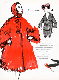 Nina Ricci, Patou Boutique 1958 Lainage Fred Carlin, Cagoule, Hervé Dubly
