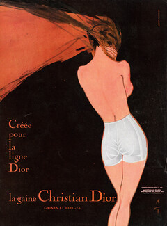 Christian Dior (Lingerie) 1958 René Gruau, Ceinture-Culotte D48