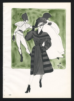 Jacques Fath 1945 Winter Coat Harlequin René Gruau