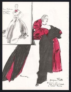 Jacques Fath 1951 Pierre Mourgue, Robert Perrier Fabric