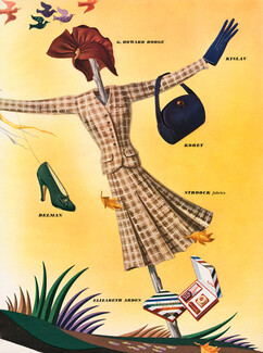 Koret, Delman, Kislav, Elizabeth Arden, Stroock (Fabrics), G. Howard Hodge (Hat) 1940 Bobri, Scarecrow