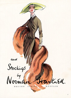 Norman Hartnell 1957 Fashion Illustration