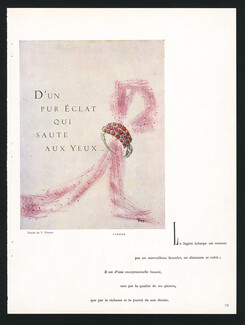 Cartier 1950 Bracelet diamants et rubis, Dessin T. Werner