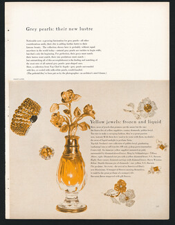 Verdura, Jean Schlumberger (Tiffany), Harry Winston, S.G. Barnett (pins) 1957 Dior's New Diorissimo Baccarat Flacon