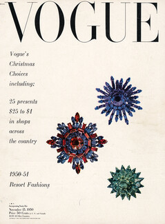 Coro & Saks Fifth Pins 1950 Blue Stones, Vogue Cover