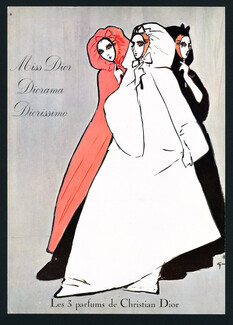 Christian Dior (Perfumes) 1961 René Gruau, Miss Dior, Diorissimo, Diorama