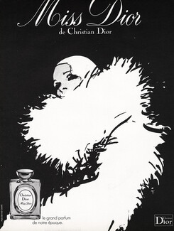 Christian Dior (Perfumes) 1978 René Gruau, Miss Dior (black and white)