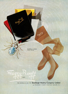 Maggy Rouff (Lingerie) 1954 Stockings, Diamond Spider, Stockleigh Hosiery