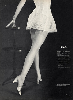 Ina (Stockings) 1955 Jupon bustier de Lejaby, Mules de Montclair