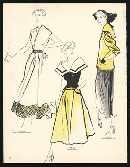 Bruyère, Paquin, Worth 1949 Fashion Illustration