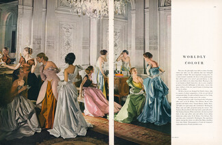 Worldly Colour, 1948 - Photo Cecil Beaton, Gala Evening Gowns, Neiman-Marcus, The Fashion, D.H. Holmes... Jewelry from John Rubel