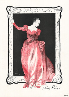 Nina Ricci 1945 René Gruau, Evening Gown
