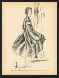 René Gruau 1946 Jungmann Fur Coat