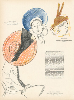 Claude Saint-Cyr, Rose Valois, Maria Guy 1946 Hats, René Gruau