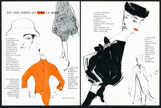 Christian Dior, Jacques Fath 1955 Dessins de Peter Knapp