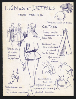 Christian Dior 1949 Lignes et Détails, Sketches