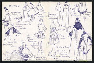 Robert Piguet, Lanvin, Molyneux 1949 Lignes et Détails, Sketches