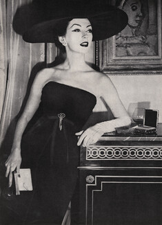 Christian Dior 1956 Photo Henry Clarke, Spring Black Evening Dress