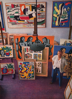Fernand Leger 1953 In His Present Paris Studio, Photo Alexander Liberman, 2 pages