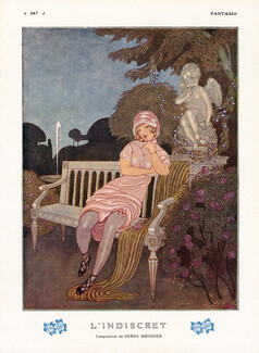L'Indiscret, 1913 - Gerda Wegener The Indiscreet Sculpted Angel French Garden