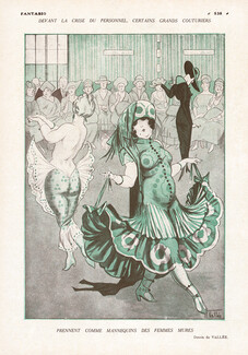 Armand Vallée 1920 Mature Models Fashion Show, Staff Crisis, Fashion Satire