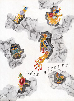 Cartier 1947 Birds Animals Clips, Lucha Truel. Back: Boucheron, Van Cleef, Mauboussin