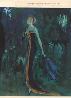 Robert Piguet 1948 Benito, Evening Gown, Mink Fur, Fashion Illustration