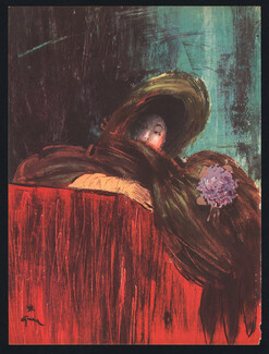 René Gruau 1946 L'Etoile de Zibeline, Fur Hat