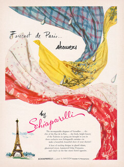 Schiaparelli 1955 Shower Curtains, Pour la Maison, Eiffel Tower