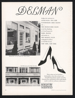 Delman (Shoes) 1953 Shoe Salons Delman-Dior in Paris, Bergdorf Goodman Fifth Avenue