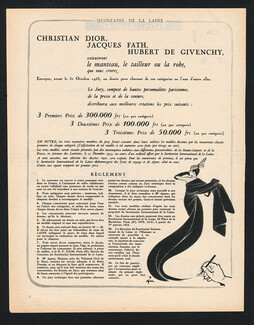 Secrétariat International de la Laine 1953 Concours de Modèles Haute Couture, René Gruau